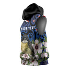 Tomtit New Zealand Personalised Sleeveless Hoodie Miromiro Manuka Flower Maori Pattern