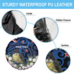 Tomtit New Zealand Personalised Spare Tire Cover Miromiro Manuka Flower Maori Pattern