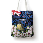 Tomtit New Zealand Personalised Tote Bag Miromiro Manuka Flower Maori Pattern