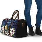 Tomtit New Zealand Personalised Travel Bag Miromiro Manuka Flower Maori Pattern