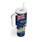 Tomtit New Zealand Personalised Tumbler With Handle Miromiro Manuka Flower Maori Pattern