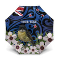 Tomtit New Zealand Personalised Umbrella Miromiro Manuka Flower Maori Pattern