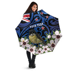 Tomtit New Zealand Personalised Umbrella Miromiro Manuka Flower Maori Pattern