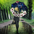 Tomtit New Zealand Personalised Umbrella Miromiro Manuka Flower Maori Pattern