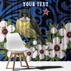 Tomtit New Zealand Personalised Window Curtain Miromiro Manuka Flower Maori Pattern