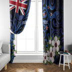 Tomtit New Zealand Personalised Window Curtain Miromiro Manuka Flower Maori Pattern