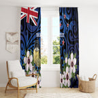 Tomtit New Zealand Personalised Window Curtain Miromiro Manuka Flower Maori Pattern