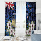 Tomtit New Zealand Personalised Window Curtain Miromiro Manuka Flower Maori Pattern