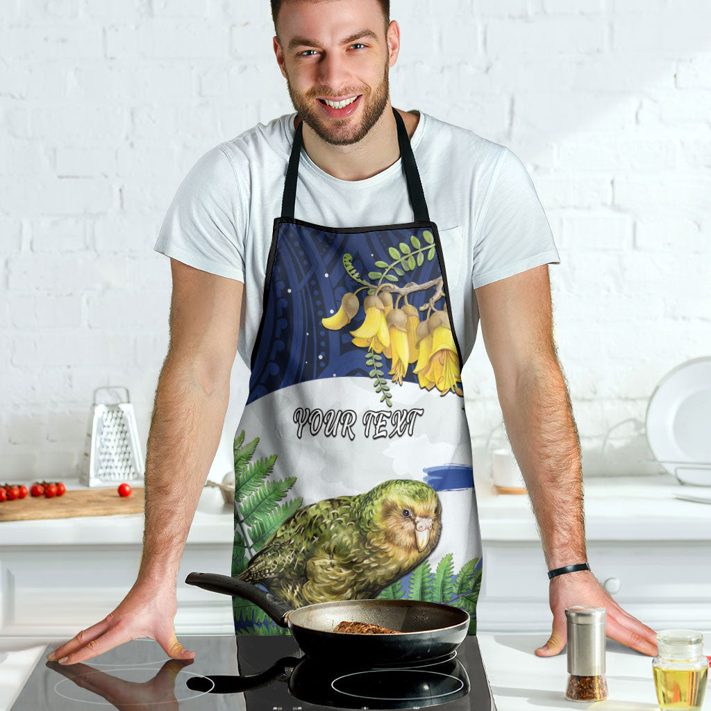 Kakapo New Zealand Personalised Apron Kowhai Flower Silver Fern Maori Pattern