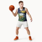 Kakapo New Zealand Personalised Basketball Jersey Kowhai Flower Silver Fern Maori Pattern