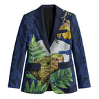 Kakapo New Zealand Personalised Blazer Kowhai Flower Silver Fern Maori Pattern