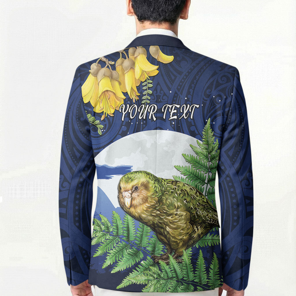 Kakapo New Zealand Personalised Blazer Kowhai Flower Silver Fern Maori Pattern