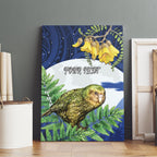 Kakapo New Zealand Personalised Canvas Wall Art Kowhai Flower Silver Fern Maori Pattern