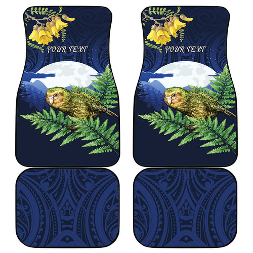 Kakapo New Zealand Personalised Car Mats Kowhai Flower Silver Fern Maori Pattern