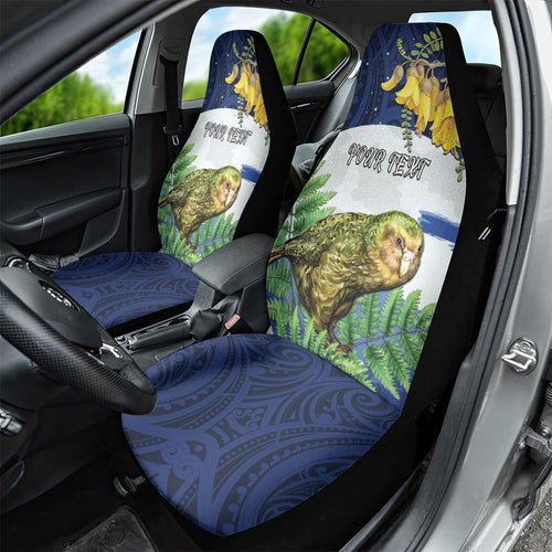 Kakapo New Zealand Personalised Car Seat Cover Kowhai Flower Silver Fern Maori Pattern