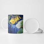 Kakapo New Zealand Personalised Ceramic Mug Kowhai Flower Silver Fern Maori Pattern