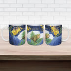 Kakapo New Zealand Personalised Ceramic Mug Kowhai Flower Silver Fern Maori Pattern