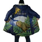 Kakapo New Zealand Personalised Cloak Kowhai Flower Silver Fern Maori Pattern