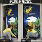 Kakapo New Zealand Personalised Door Cover Kowhai Flower Silver Fern Maori Pattern