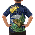 Kakapo New Zealand Personalised Family Matching Mermaid Dress and Hawaiian Shirt Kowhai Flower Silver Fern Maori Pattern