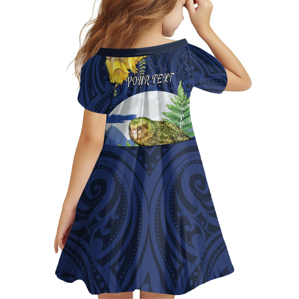 Kakapo New Zealand Personalised Family Matching Off Shoulder Short Dress and Hawaiian Shirt Kowhai Flower Silver Fern Maori Pattern