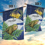 Kakapo New Zealand Personalised Garden Flag Kowhai Flower Silver Fern Maori Pattern