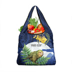 Kakapo New Zealand Personalised Grocery Bag Kowhai Flower Silver Fern Maori Pattern