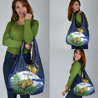 Kakapo New Zealand Personalised Grocery Bag Kowhai Flower Silver Fern Maori Pattern