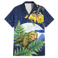Kakapo New Zealand Personalised Hawaiian Shirt Kowhai Flower Silver Fern Maori Pattern