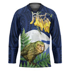 Kakapo New Zealand Personalised Hockey Jersey Kowhai Flower Silver Fern Maori Pattern