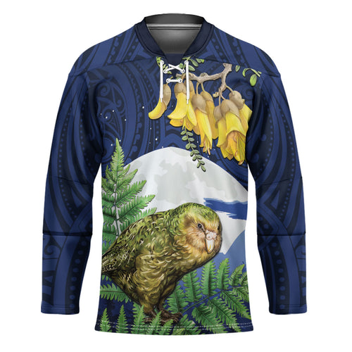 Kakapo New Zealand Personalised Hockey Jersey Kowhai Flower Silver Fern Maori Pattern