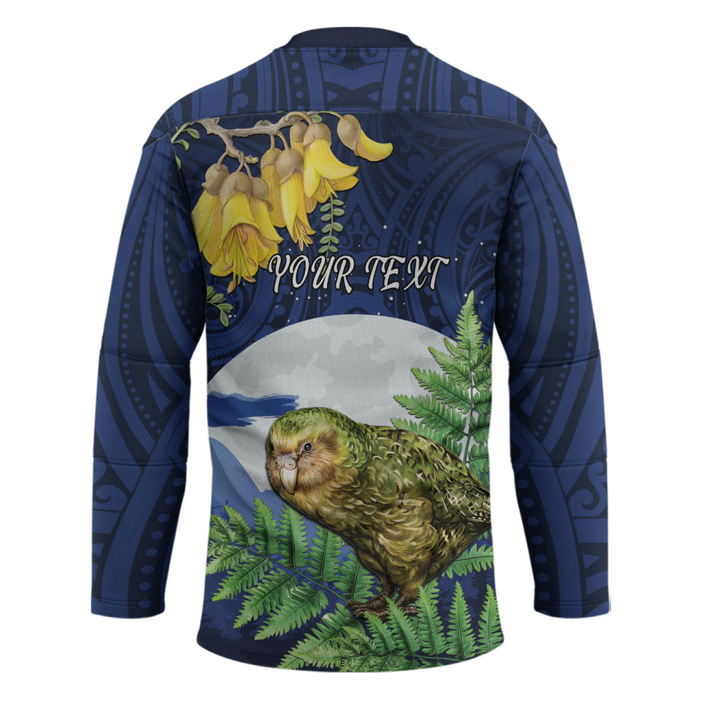 Kakapo New Zealand Personalised Hockey Jersey Kowhai Flower Silver Fern Maori Pattern
