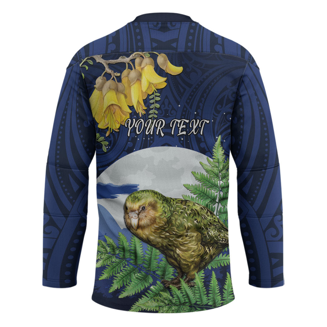 Kakapo New Zealand Personalised Hockey Jersey Kowhai Flower Silver Fern Maori Pattern