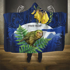 Kakapo New Zealand Personalised Hooded Blanket Kowhai Flower Silver Fern Maori Pattern