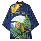 Kakapo New Zealand Personalised Kimono Kowhai Flower Silver Fern Maori Pattern