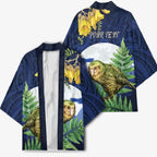 Kakapo New Zealand Personalised Kimono Kowhai Flower Silver Fern Maori Pattern