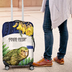 Kakapo New Zealand Personalised Luggage Cover Kowhai Flower Silver Fern Maori Pattern
