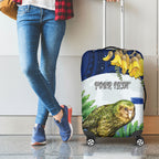 Kakapo New Zealand Personalised Luggage Cover Kowhai Flower Silver Fern Maori Pattern