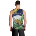 Kakapo New Zealand Personalised Men Tank Top Kowhai Flower Silver Fern Maori Pattern