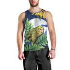 Kakapo New Zealand Personalised Men Tank Top Kowhai Flower Silver Fern Maori Pattern