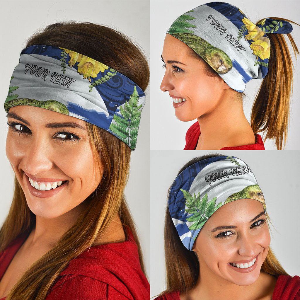 Kakapo New Zealand Personalised Neck Gaiter Kowhai Flower Silver Fern Maori Pattern
