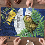 Kakapo New Zealand Personalised Puzzle Kowhai Flower Silver Fern Maori Pattern