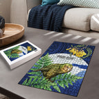 Kakapo New Zealand Personalised Puzzle Kowhai Flower Silver Fern Maori Pattern