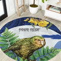 Kakapo New Zealand Personalised Round Carpet Kowhai Flower Silver Fern Maori Pattern