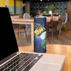 Kakapo New Zealand Personalised Skinny Tumbler Kowhai Flower Silver Fern Maori Pattern