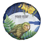 Kakapo New Zealand Personalised Spare Tire Cover Kowhai Flower Silver Fern Maori Pattern