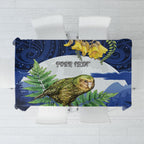 Kakapo New Zealand Personalised Tablecloth Kowhai Flower Silver Fern Maori Pattern