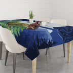 Kakapo New Zealand Personalised Tablecloth Kowhai Flower Silver Fern Maori Pattern
