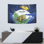 Kakapo New Zealand Personalised Tapestry Kowhai Flower Silver Fern Maori Pattern