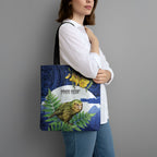 Kakapo New Zealand Personalised Tote Bag Kowhai Flower Silver Fern Maori Pattern